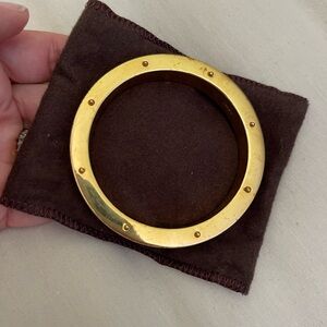 JCrew Gold Bangle With White Leather Trim